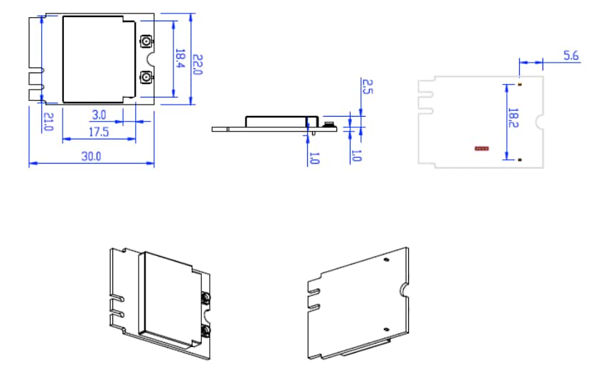 Mechanical Drawing - Pulse Electronics TWR Bluetooth Module